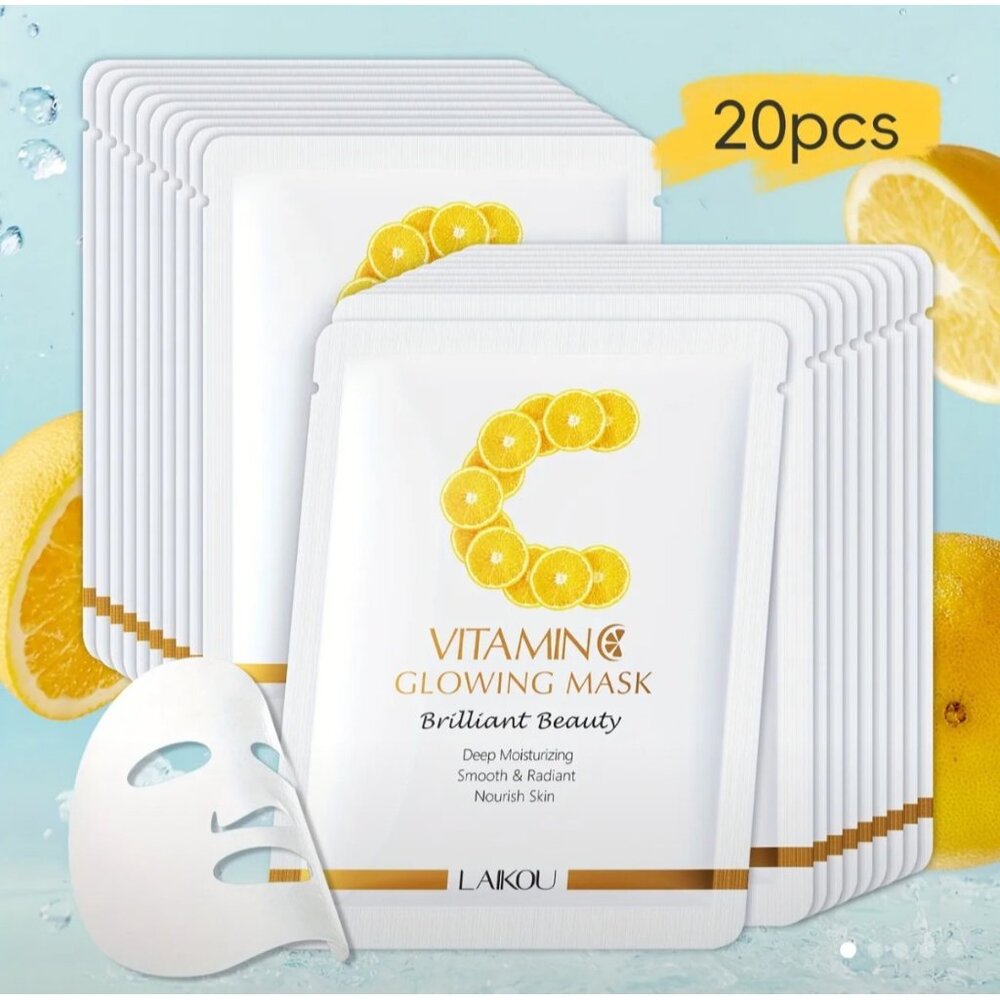 10 pcs Vitamin C Glowing Face Mask Set  Deep Moisturizing & Nourishing Skin Care